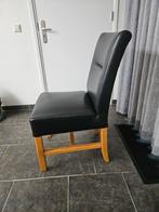 6 Eetkamerstoelen - Licht Eiken & Zwart Leer, Huis en Inrichting, Stoelen, Ophalen, Zwart, Hout, Zo goed als nieuw