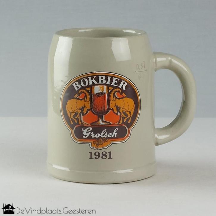 Bierpul Grolsch Bokbier 1981, Verzamelen, Biermerken, Zo goed als nieuw, Pul(len), Grolsch, Ophalen of Verzenden