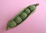 jwg Vintage 90s erwtjes peul groente broche gehaakt groen, Overige materialen, Verzenden, Zo goed als nieuw, Groen