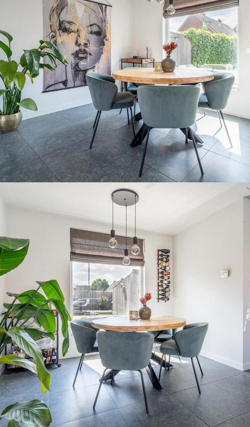 Eetkamerstoel (Be Pure) - staalblauw - gebruikt, Huis en Inrichting, Complete eetkamers, Gebruikt, 4 tot 6 stoelen, Ophalen