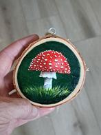 Minischilderij paddestoel, herfst schilderij, boomschijf, Huis en Inrichting, Minder dan 50 cm, Nieuw, Ophalen of Verzenden, Schilderij
