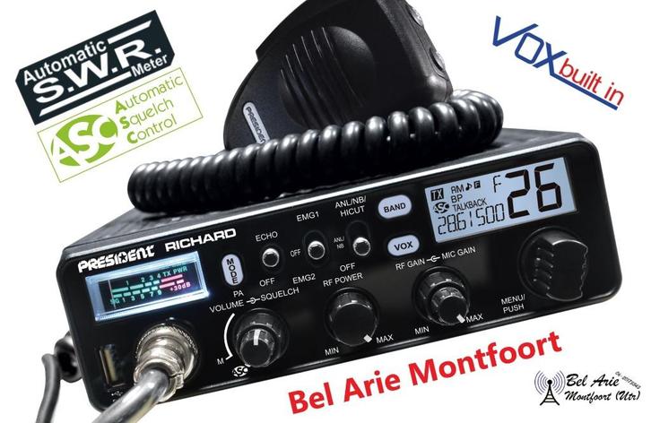 President Richard Transciever 50 WATT PEP Bel Arie Leverbaar, Telecommunicatie, Zenders en Ontvangers, Nieuw, Zender en Ontvanger
