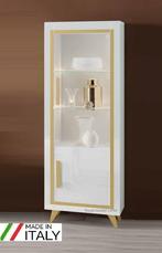 Buffet-Vitrinekast Gold hoogglans wit-Gratis led lamp-AANBIE, Ophalen of Verzenden, Nieuw, 25 tot 50 cm, 150 tot 200 cm