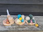 Kaarsen op eikenhouten schijf, Ophalen of Verzenden, Nieuw, Overige materialen, Minder dan 25 cm