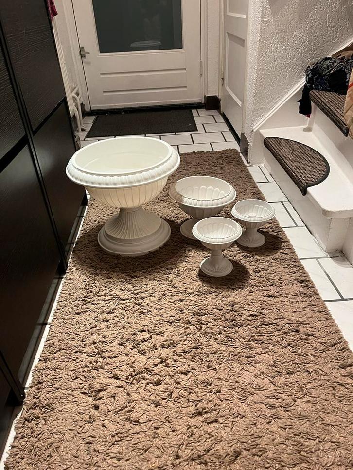 Set van 4 witte plantenbakken, Tuin en Terras, Tuinvazen, Zo goed als nieuw, Ophalen of Verzenden