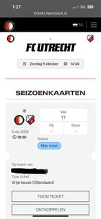 Feyenoord utrecht vak tt gele zijde, Tickets en Kaartjes, Eén persoon