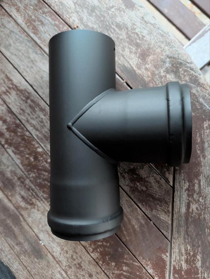 Nieuw T-stuk rookgasafvoer pelletkachel 80mm, Doe-het-zelf en Verbouw, Buizen en Afvoer, Nieuw, Afvoer, Rvs, Minder dan 2 meter