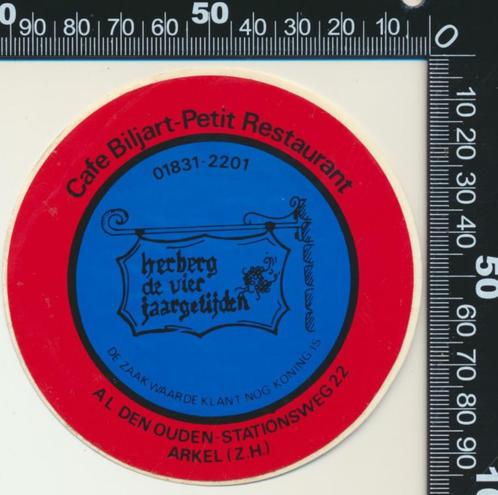 Sticker: Cafe Biljart De Vier Jaargetijden - Arkel, Verzamelen, Stickers, Zo goed als nieuw, Bedrijf of Vereniging, Ophalen of Verzenden