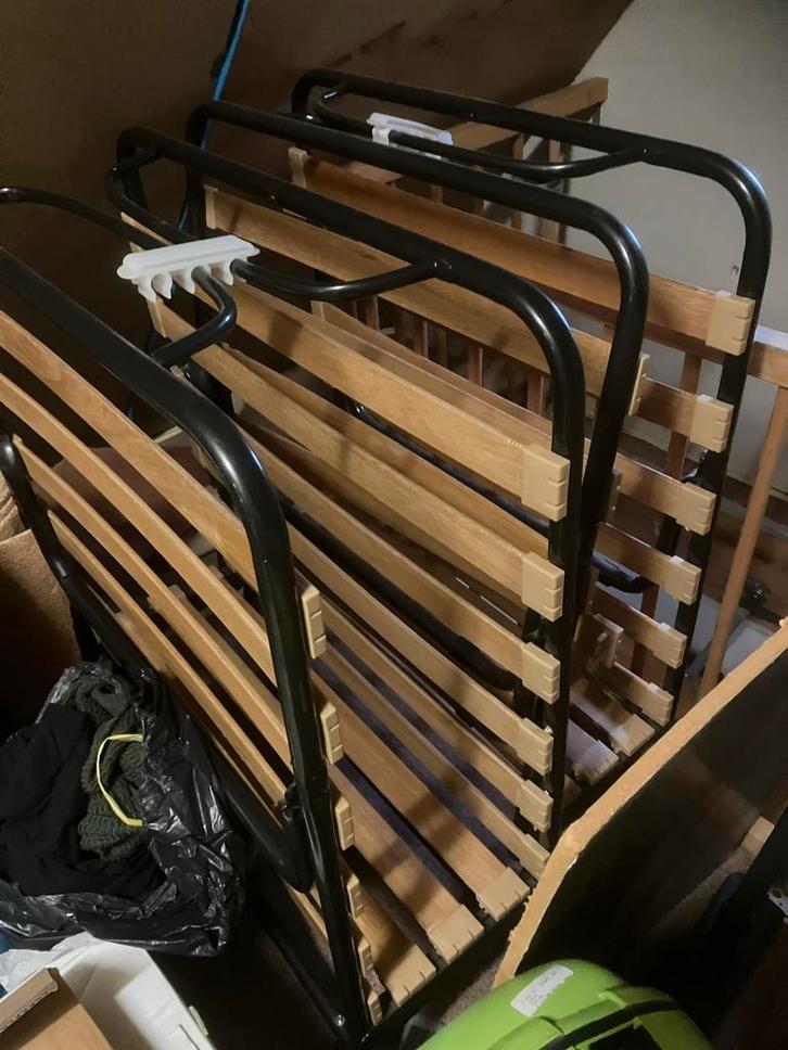 Opklapbed 1 persoons, Huis en Inrichting, Slaapkamer | Bedden, Gebruikt, Eenpersoons, 90 cm, 200 cm, Hout, Bruin, Ophalen of Verzenden