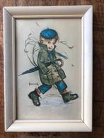 Vintage Hummel Prent, Jongen Met Paraplu, Ophalen of Verzenden