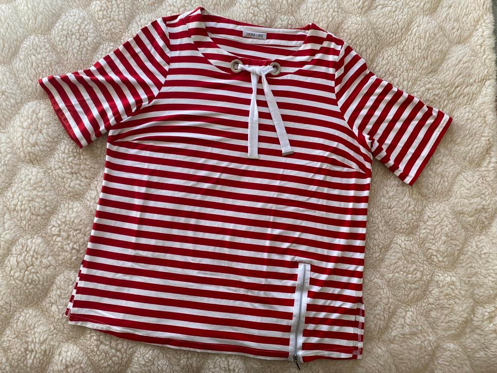 Mona Lisa Dames Shirt korte mouw rood wit gestreept maat 48, Kleding | Dames, Grote Maten, Zo goed als nieuw, Shirt of Top, Rood