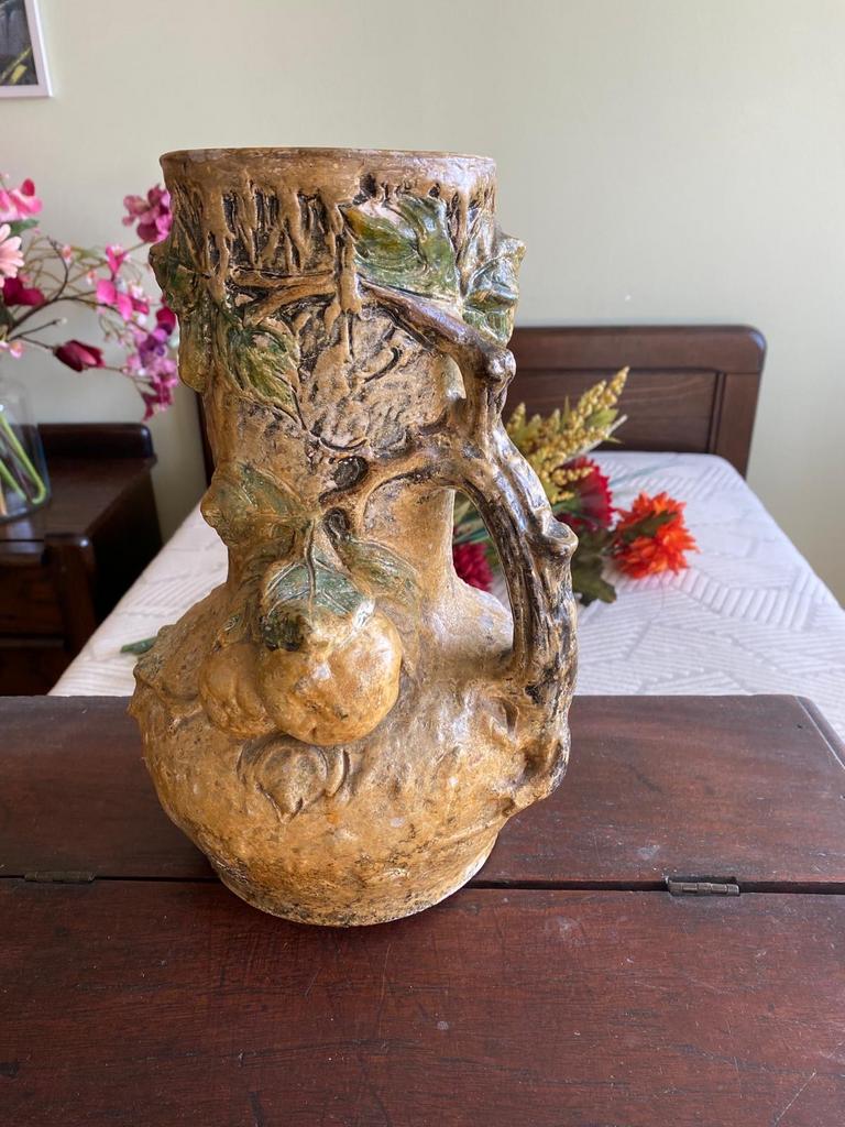 Unieke Jugendstil Vaas met Fruitmotief, Ophalen of Verzenden