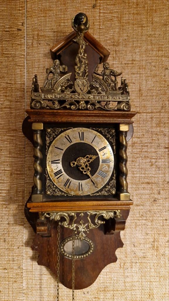 Antieke Friese Staartklok met Gewichten, Antiek en Kunst, Antiek | Klokken, Ophalen of Verzenden