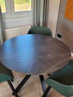 Eettafel Mariedamm met 4 gestoffeerde kuipstoelen, Huis en Inrichting, Ophalen, Rond, Zo goed als nieuw, Vier personen