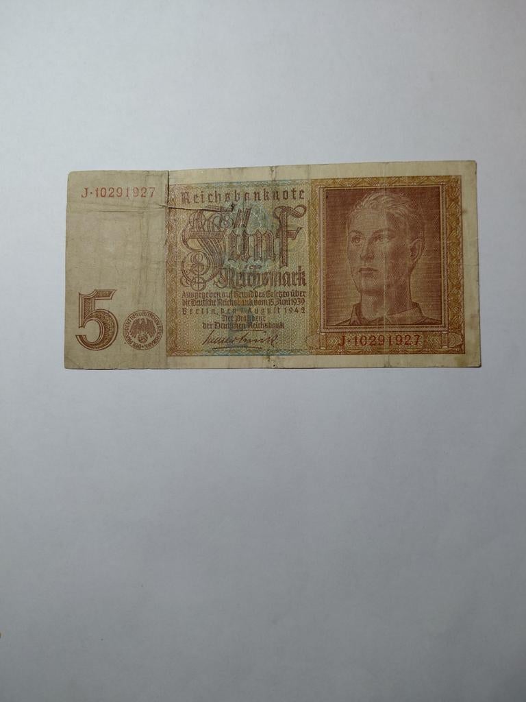 Duitse 5 mark ww2 1942, Postzegels en Munten, Bankbiljetten | Europa | Niet-Eurobiljetten, Ophalen of Verzenden, Duitsland