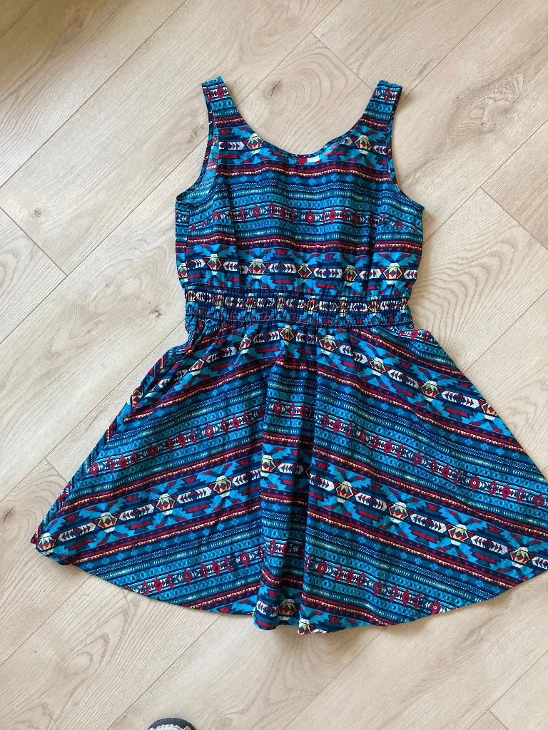 Leuk jurkje Divided met Mexicaans motief maat 40, Maat 38/40 (M), Blauw, H&M Divided, Ophalen of Verzenden
