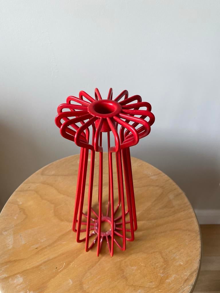 Vintage Ikea 90s Trådig kandelaar - Rood metalen design, Ophalen of Verzenden, Overige materialen