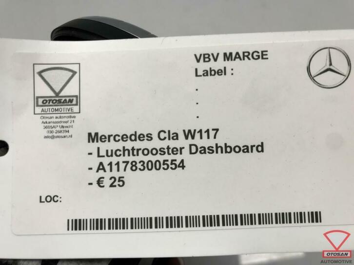 mercedes cla w117 luchtrooster dashboard a1178300554, Gebruikt, Mercedes-Benz AG, Mercedes-Benz, Ophalen of Verzenden