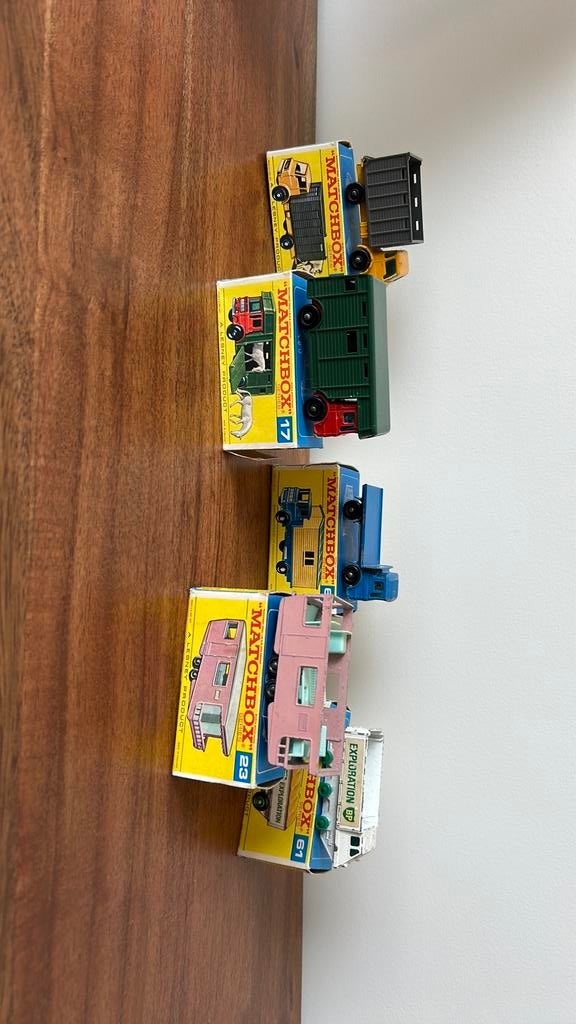 5 Matchbox Lesney modelauto’s in originele doos, Verzenden, Gebruikt, Bus of Vrachtwagen, Matchbox