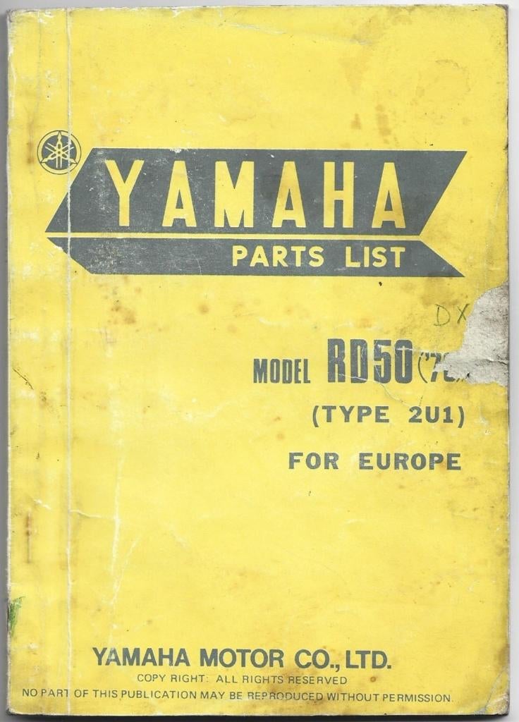 Yamaha RD50 parts list (2243z) bromfiets, Fietsen en Brommers, Verzenden, Gebruikt