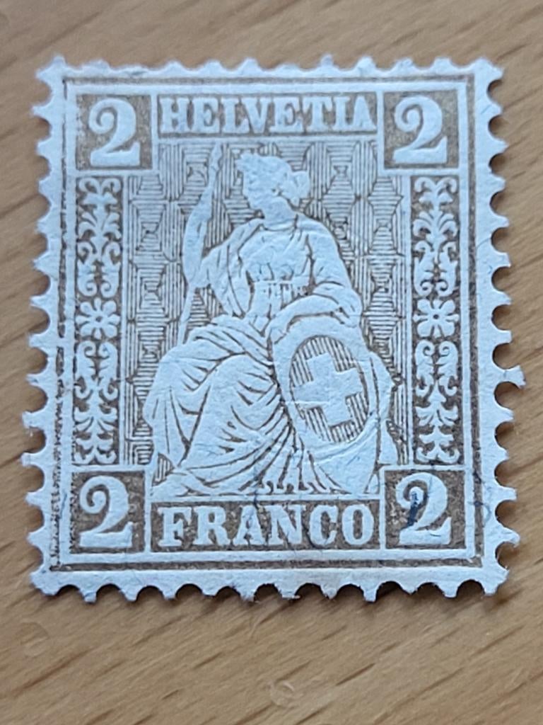 Zwitserse postzegel Zittende Helvetia 2 Franco, Postzegels en Munten, Postzegels | Europa | Zwitserland, Ophalen of Verzenden
