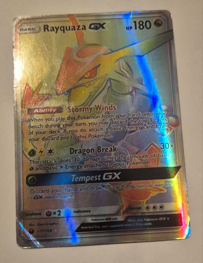 Rayquaza GX 177/168 Full Art Pokémon Kaart, Ophalen of Verzenden, Zo goed als nieuw, Losse kaart, Foil