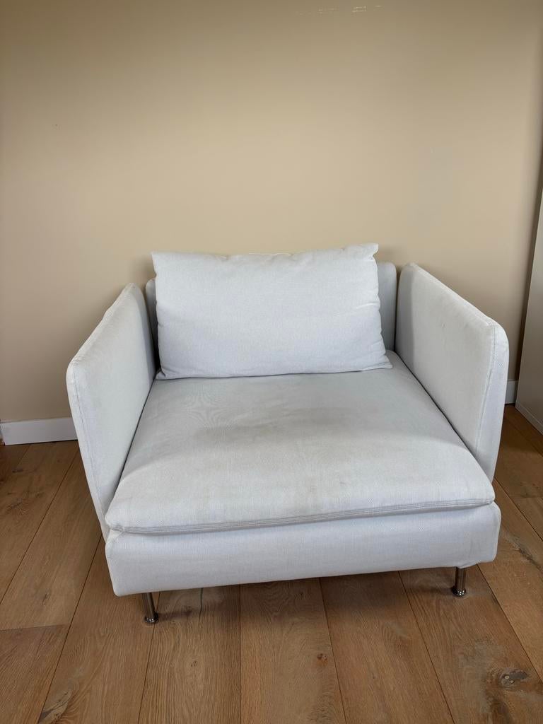 IKEA Söderhamn fauteuil wit - comfortabel en stijlvol, Huis en Inrichting, Fauteuils, Ophalen, Gebruikt, Stof, 75 tot 100 cm