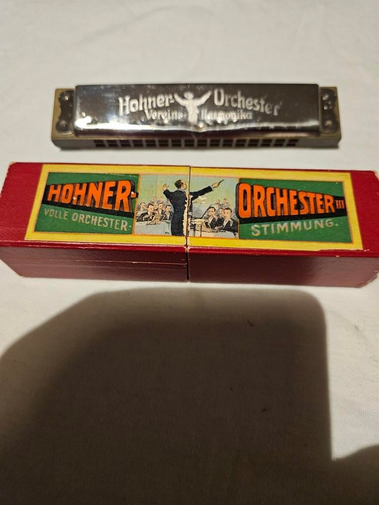 Hohner Orchester III Mondharmonica met originele doos, Muziek en Instrumenten, Blaasinstrumenten | Mondharmonica's, Ophalen, Gebruikt
