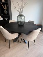 Eettafel rond eiken zwart, Ophalen, Zo goed als nieuw, Rond, 100 tot 150 cm