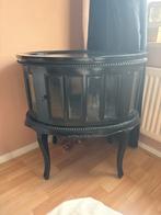 Zwart thee kastje met glazen panelen, Antiek en Kunst, Antiek | Meubels | Kasten, Ophalen