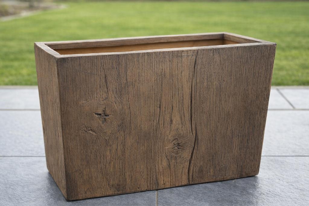 Pot clayfibre bigular houtlook - Nieuw, Tuin en Terras, Bloembakken en Plantenbakken, Ophalen, Steen, Nieuw, 60 tot 100 cm