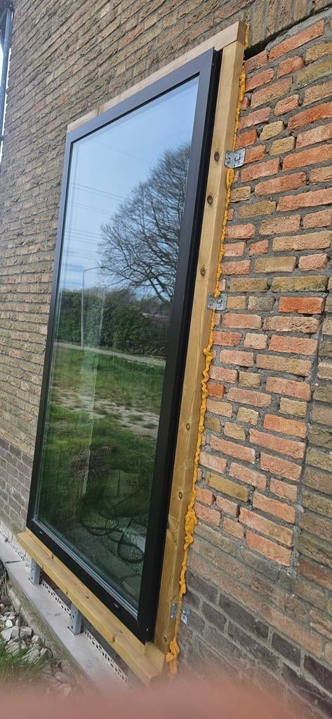 Nieuwe kozijnen zwart met triple glas, Gevelraam of Ruit, 80 tot 120 cm, Nieuw, 160 cm of meer