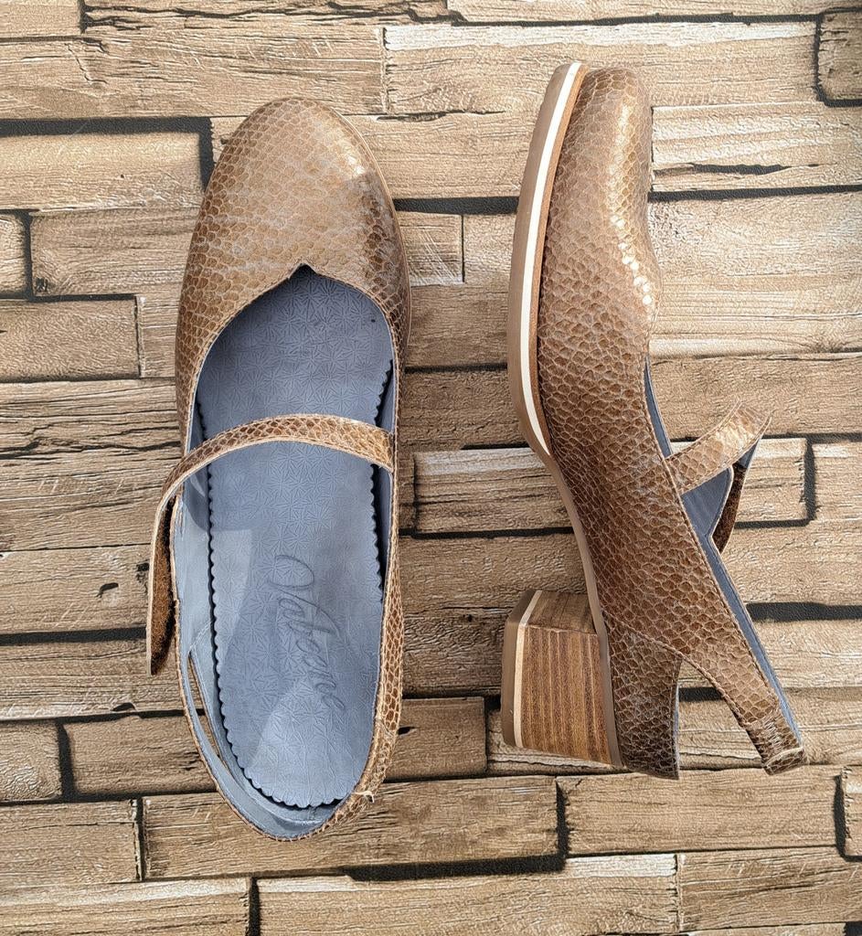 VABEENE- chique leren slingback pumps, 39,5, Kleding | Dames, Schoenen, Pumps, Bruin, Verzenden, Zo goed als nieuw