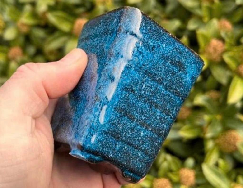 Bonsai Cascade pot blauw geglazuurd aardewerk 6,5x6,4x8,6, Vierkant, Ophalen of Verzenden, Zo goed als nieuw, Aardewerk