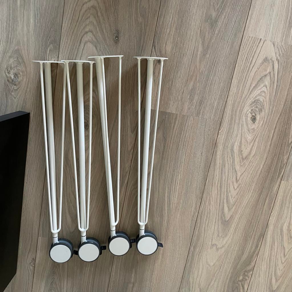 Ikea Krille tafelpoten op wielen - Wit (4 stuks), Ophalen of Verzenden, Gebruikt, Metaal, Tafelpoot