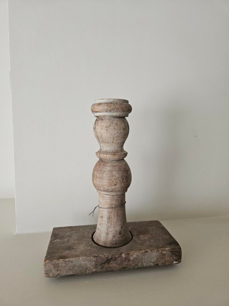 Oude Houten Kandelaar kaarshouder / Decoratie Hoffz, Verzenden, Overige materialen