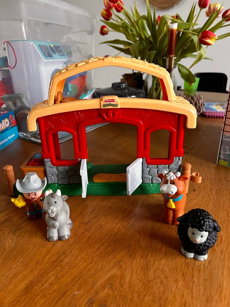 Fisher Price Little people boerderij met 3 dieren en boer, Ophalen of Verzenden, Gebruikt, Speelset, Met geluid