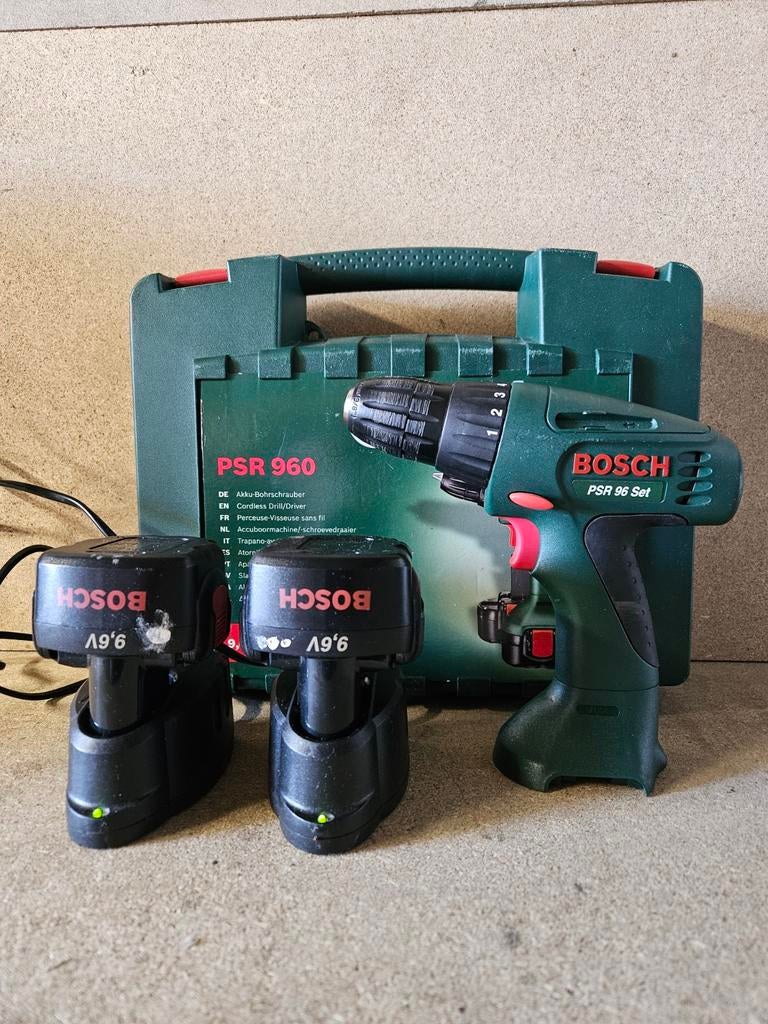 Bosch PSR 96 Accuboormachine met 2 accu's en 2 laders, Ophalen, Gebruikt, Boor- en Schroefmachine