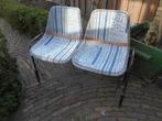 Industrieel/vintage stoelen/bankje zeer uniek exemplaar, Ophalen, Gebruikt, Overige kleuren, Stof