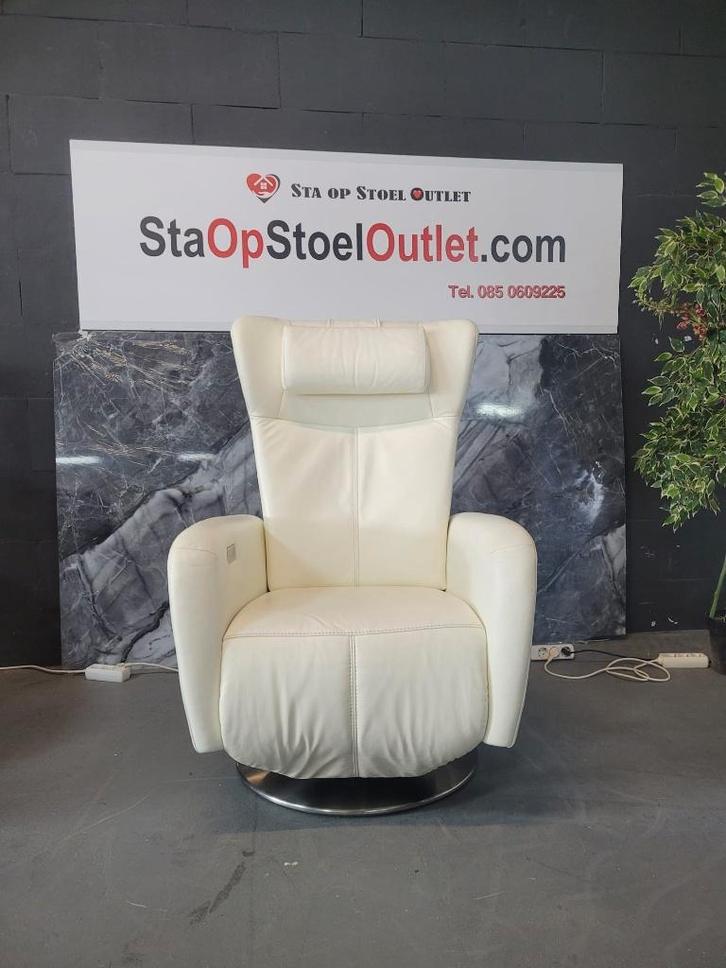 Staopstoel Prominent Sorisso Wit op accu met Tiptoetsen, Huis en Inrichting, Fauteuils, Gebruikt, Leer, 50 tot 75 cm, Minder dan 75 cm