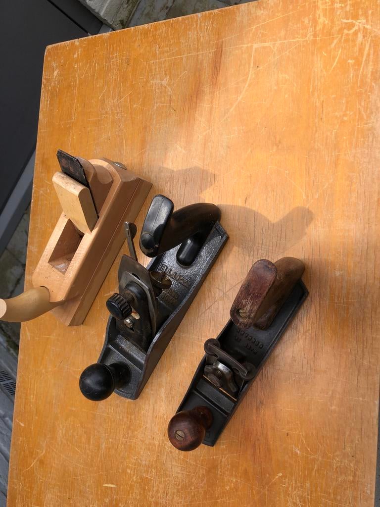 Stalen schaven + houten schaaf houtbewerking, Ophalen of Verzenden, Gebruikt