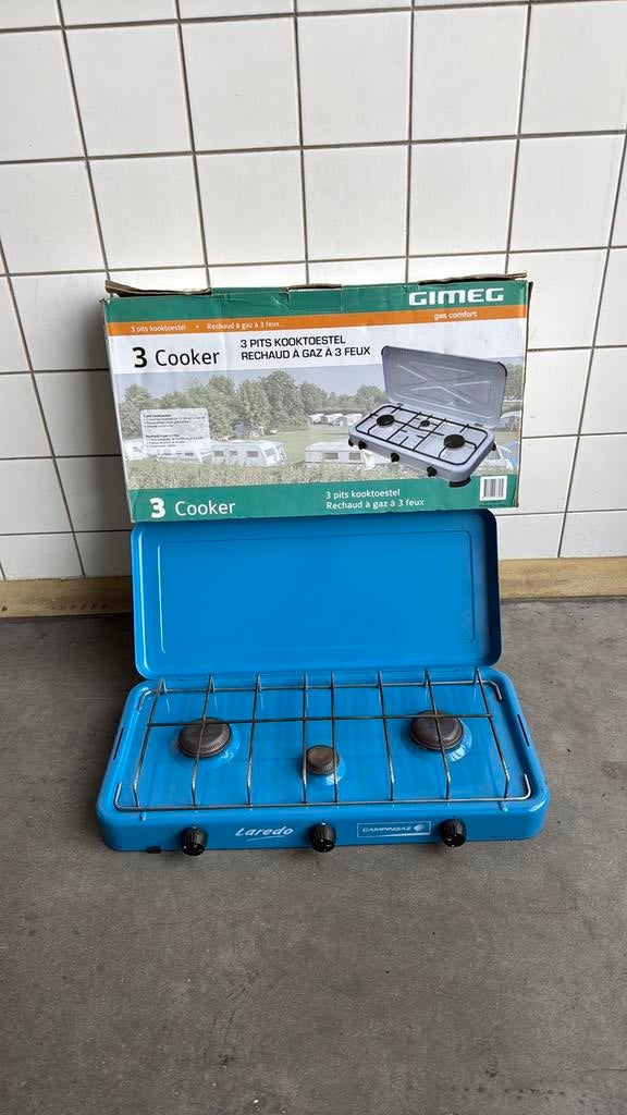 Gimeg 3-pits gaskooktoestel, Ophalen of Verzenden, Zo goed als nieuw