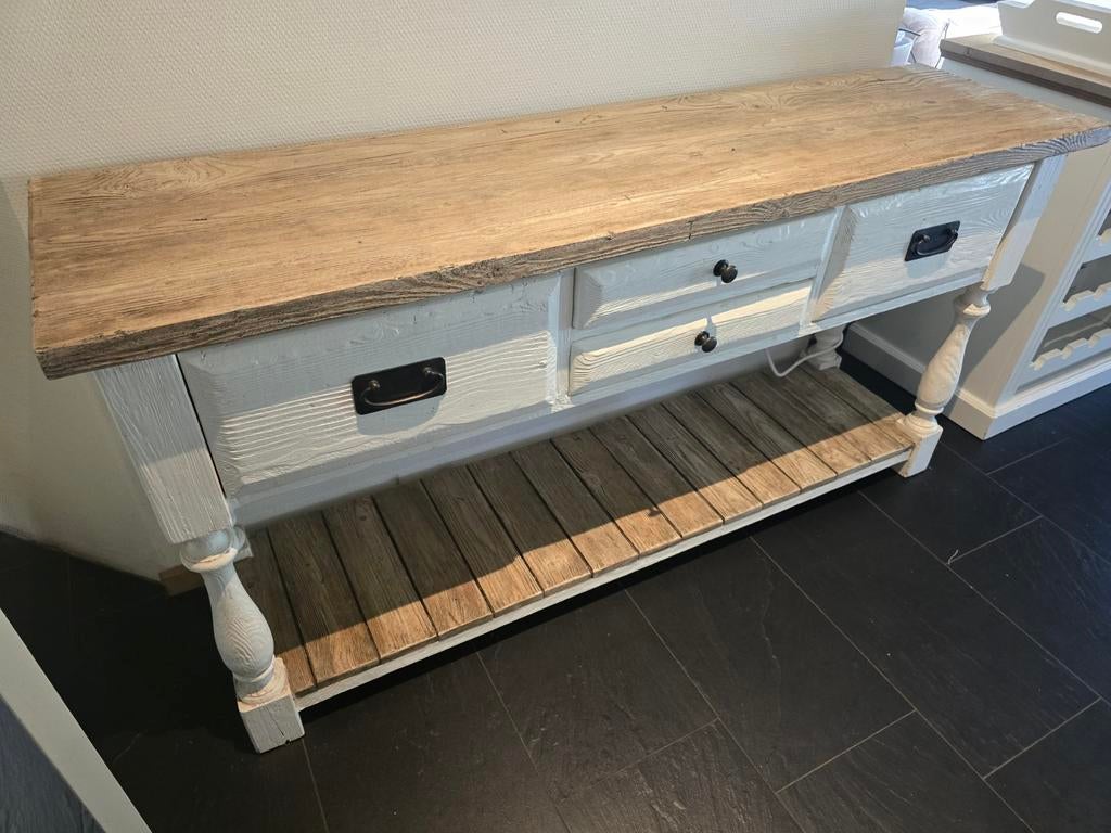 Landelijk dressoir/sidetable met lades en planken, Ophalen, Met plank(en), Gebruikt, Landelijk, Rustiek