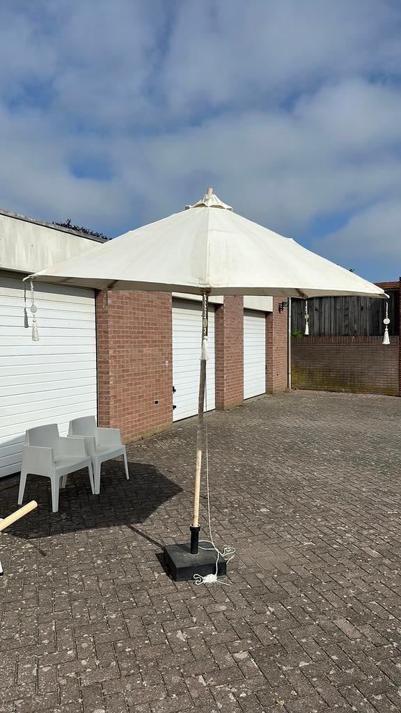 Parasol offwhite Ibiza style, Tuin en Terras, Ophalen, Gebruikt, 3 tot 4 meter, Stokparasol