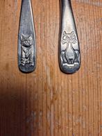 kinderbestek met kat poes vork mes, Ophalen of Verzenden, Gebruikt, Rvs of Chroom