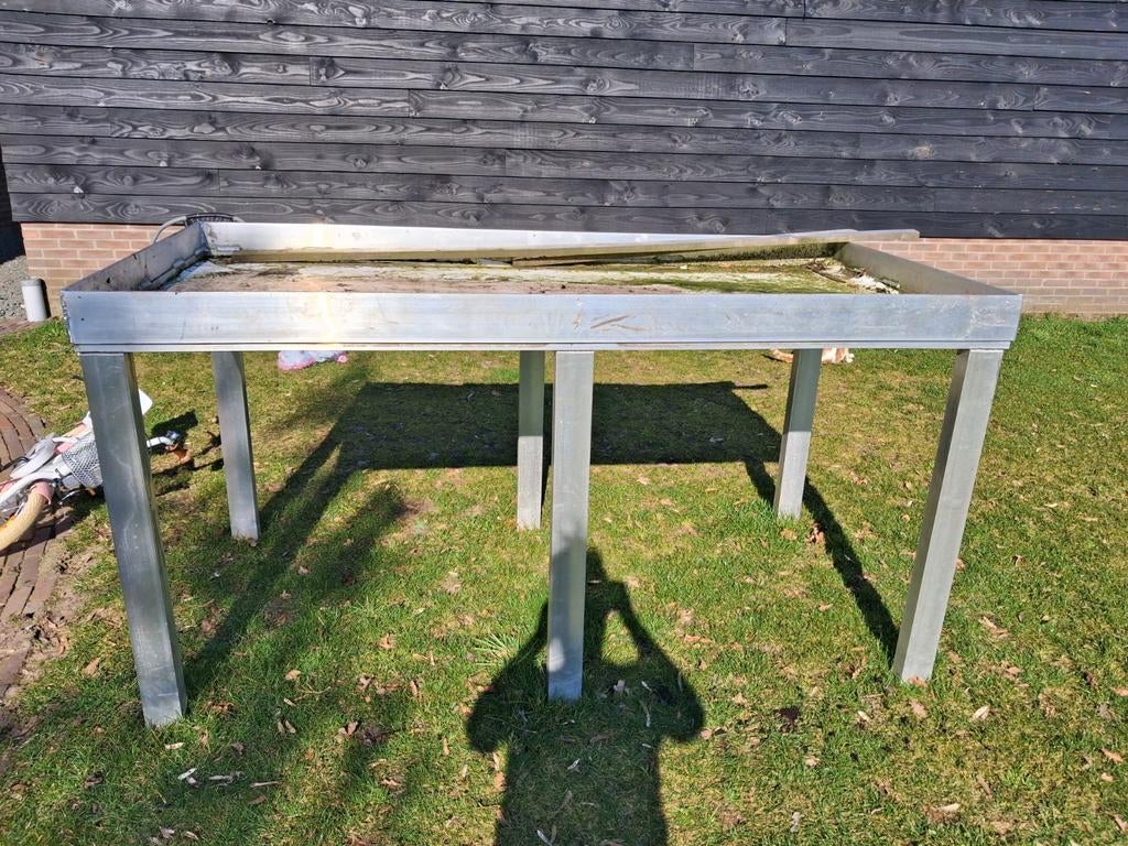 Aluminium oppottafel, Tuin en Terras, Ophalen, Gebruikt, Rechthoekig, Aluminium
