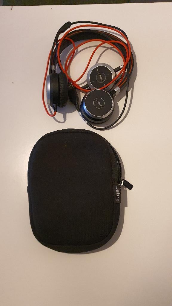 Jabra Evolve headset met controller, Computers en Software, Headsets, Gebruikt, On-ear, Bedraad, Mute-functie, Volumeregelaar