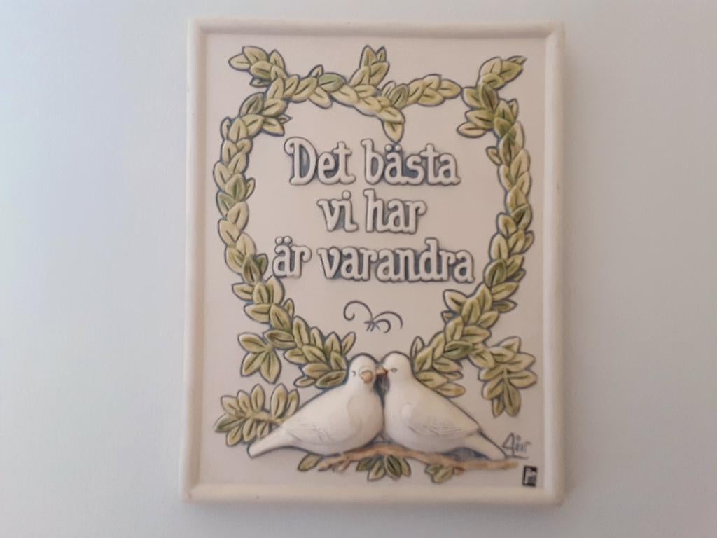 Vintage Zweedse Jie Gantofta handgedecoreerde wandtegel, Ophalen