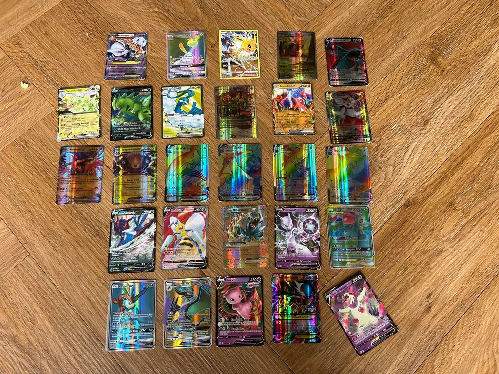 Pokémon kaartencollectie – V, VMAX, EX + Rainbow rares, Ophalen of Verzenden, Gebruikt, Meerdere kaarten, Foil