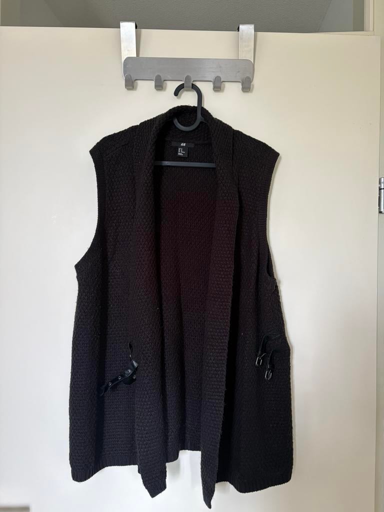Warme bodywarmer / gilet H&M zwart met leren gespjes maat M, Ophalen of Verzenden, Zo goed als nieuw, Maat 38/40 (M), Zwart